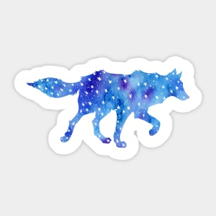 Blue Star Wolf Watercolor Sticker